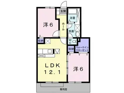 ソレアード・パレⅡ(2LDK/1階)の間取り写真