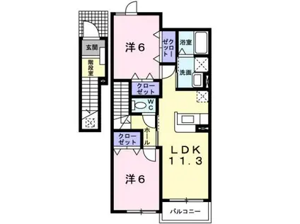 パルテールⅡ(2LDK/2階)の間取り写真