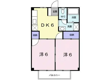 シャロル内原(2DK/2階)の間取り写真