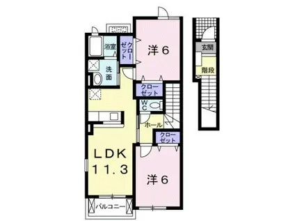 リエーヴル(2LDK/2階)の間取り写真