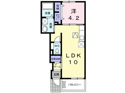 レジデンス・リオB(1LDK/1階)の間取り写真