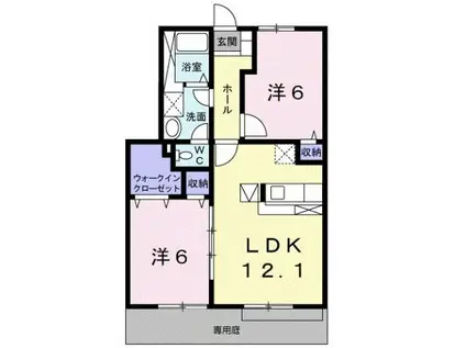 ロマネコンティⅢ(2LDK/1階)の間取り写真