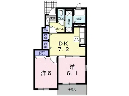 グランドゥールソフィアⅡ(2DK/1階)の間取り写真