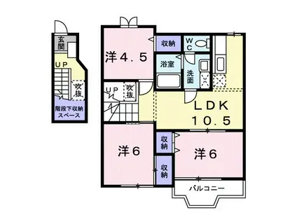 メゾンドヴェール西ノ庄(3LDK/2階)の間取り写真