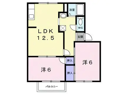 タウニイ梅原Ⅱ(2LDK/2階)の間取り写真