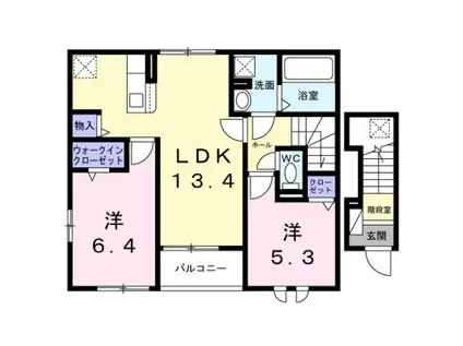 ラ・ルーエ Ⅱ(2LDK/2階)の間取り写真