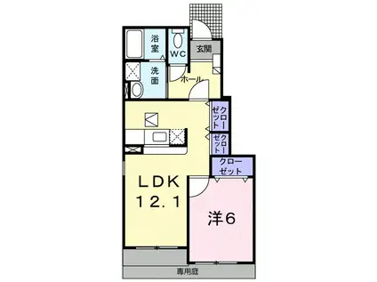 ブランシュールⅡ(1LDK/1階)の間取り写真