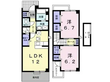 サンワードⅠ(2LDK/1階)の間取り写真