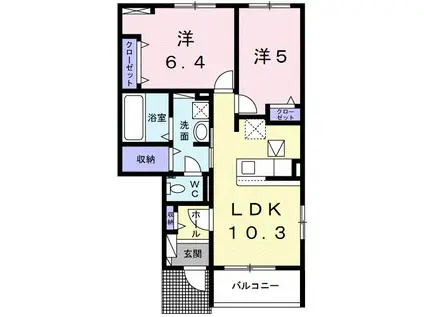 メゾン・ド・ピオナ(2LDK/1階)の間取り写真