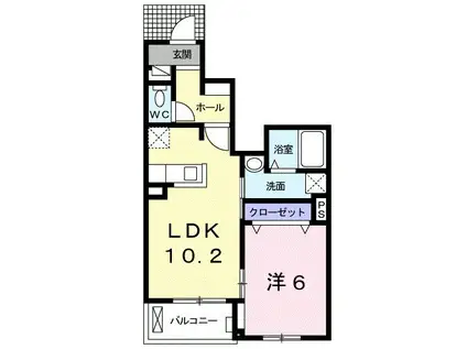 ヴェルソー有本Ⅱ(1LDK/1階)の間取り写真