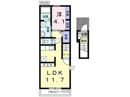グラン・ジュテⅠ(1LDK/2階)の間取り写真