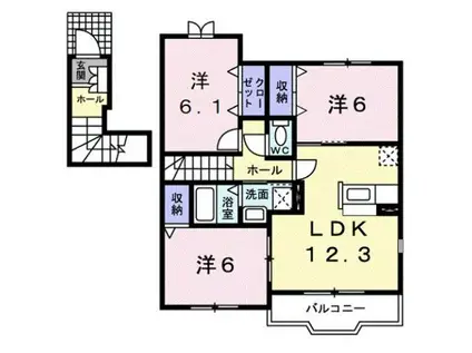 ベルメゾン(3LDK/2階)の間取り写真