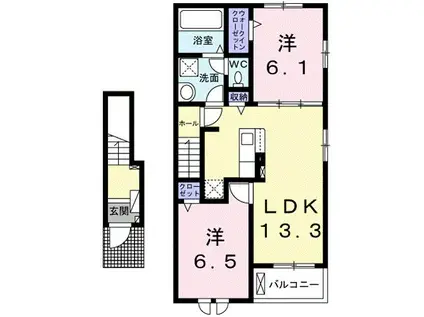 サウスラポール Ⅱ(2LDK/2階)の間取り写真