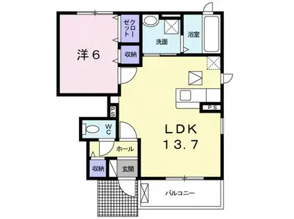 プティボヌールⅠ(1LDK/1階)の間取り写真