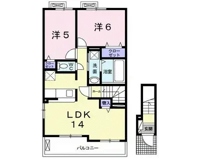 サウス グレイスⅠ(2LDK/2階)の間取り写真