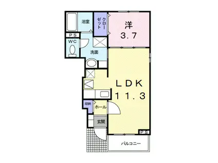 ハーベストホーム壱番館Ⅰ(1LDK/1階)の間取り写真