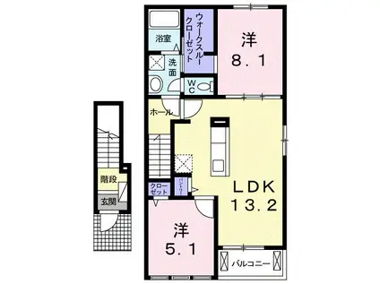 ランプロンアヤⅢ(2LDK/2階)の間取り写真