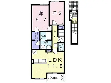 パミドーリⅣ(2LDK/2階)の間取り写真