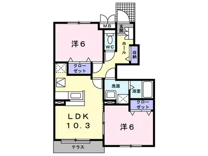 メリー・プラッツⅡ(2LDK/1階)の間取り写真