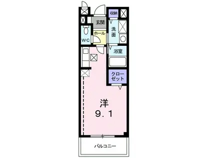 パルテールⅠ(ワンルーム/1階)の間取り写真