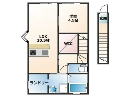 LEA NALU加納(1LDK/2階)の間取り写真