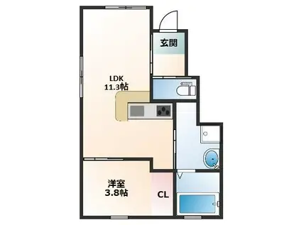 LEA NALU加納(1LDK/1階)の間取り写真