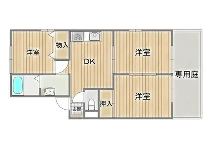 セジュールK A棟(3DK/1階)の間取り写真