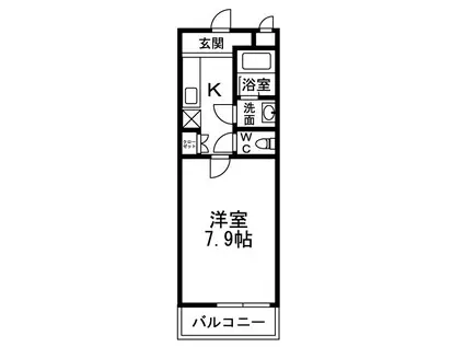 エタニティコートⅡ番館(1K/1階)の間取り写真