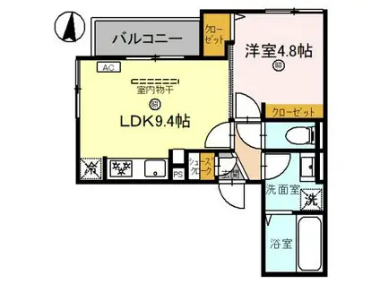 D-LUCE黒田-ウエスト(1LDK/2階)の間取り写真