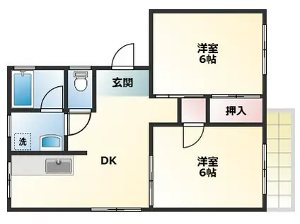 ラベニュ岩橋(2DK/1階)の間取り写真
