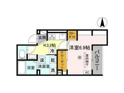 紀勢本線 和歌山市駅 徒歩6分 3階建 築1年(1K/1階)の間取り写真