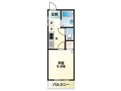 TJ田尻(1K/1階)の間取り写真