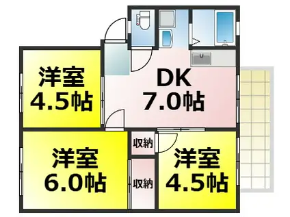 SUN CITY シャトーロゼ(3DK/2階)の間取り写真