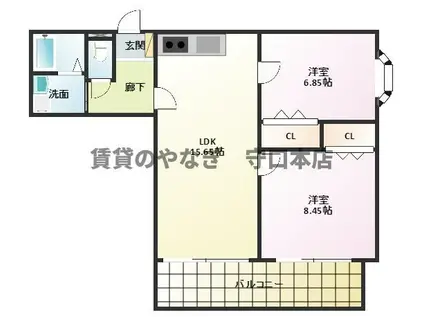 ユーシン守口(2LDK/4階)の間取り写真