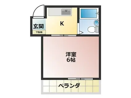 双海ハイツ(1K/4階)の間取り写真