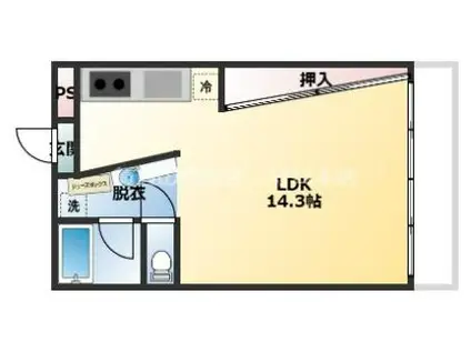 大阪市谷町線 大日駅 徒歩7分 4階建 築38年(ワンルーム/3階)の間取り写真