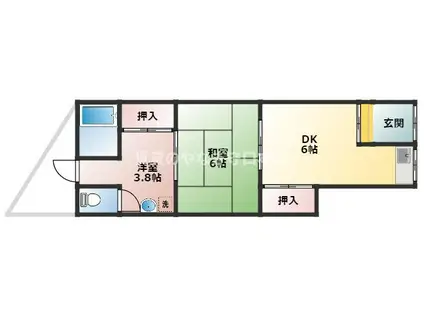 黒田文化(2DK/1階)の間取り写真