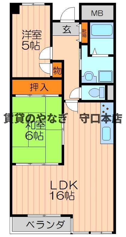 ラポート大日(2LDK/2階)の間取り写真