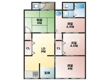大久保町1丁目文化(3SDK/1階)の間取り写真