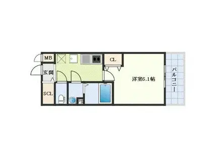 アンプルールフェールGLAN MOB(1K/2階)の間取り写真