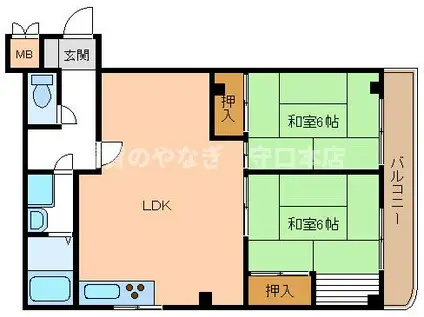 コーポ大東(2LDK/2階)の間取り写真