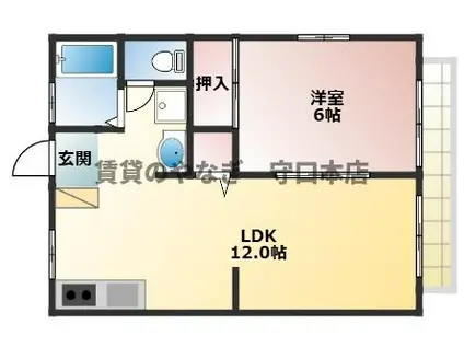 サンハイツⅠ(1LDK/2階)の間取り写真