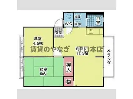 エスポワールB(2LDK/1階)の間取り写真