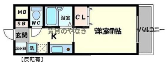 CASA ROSE HILL(1K/3階)の間取り写真