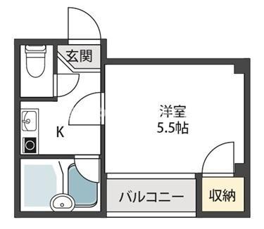 シャルマン大宮(1K/4階)の間取り写真
