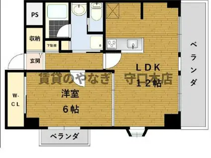 守口駅前敷島ビル(1LDK/10階)の間取り写真