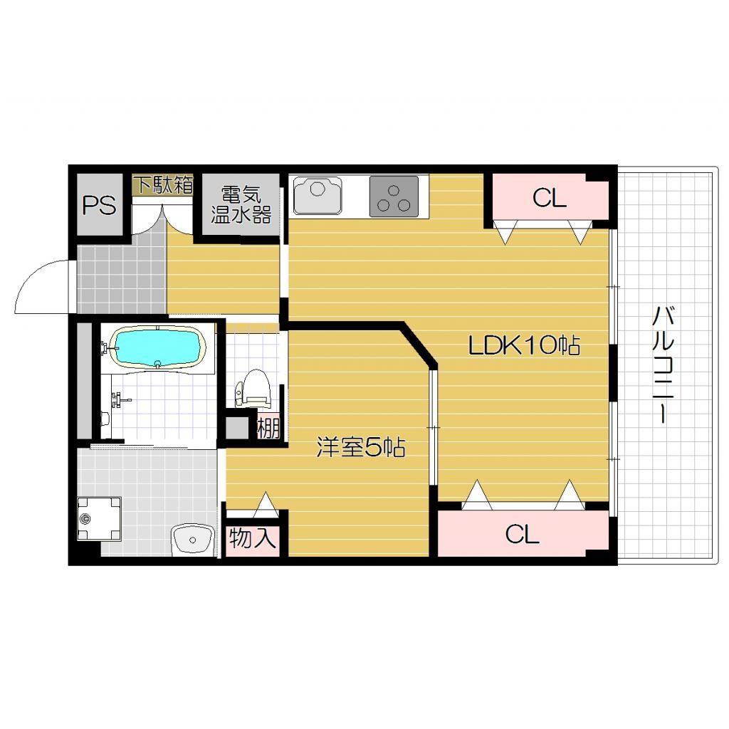 サンリスタ守口(1LDK/5階)の間取り写真