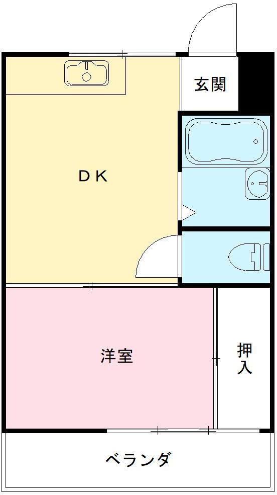 宮前ハイム(1DK/4階)の間取り写真