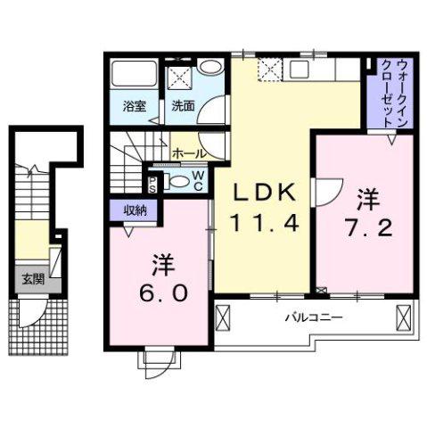 ヴァンヴェール(2LDK/2階)の間取り写真