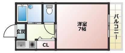 メゾンドゥタナカ(1K/2階)の間取り写真